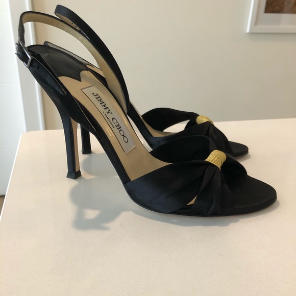 Jimmy Choo Black Silk Satin Sandal Slingback - Picture 6 of 13